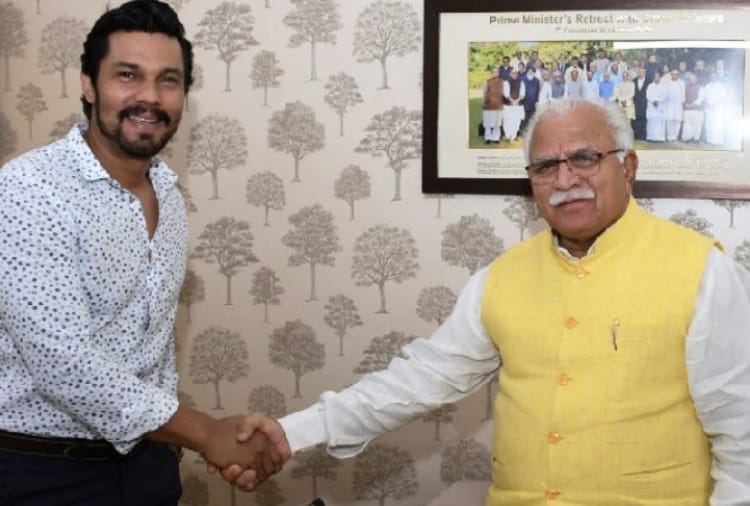 Randeep Hooda meets Haryana CM Manohar Lal
