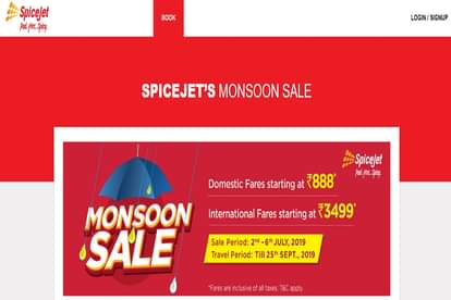 Spicejet monsoon sale book tickets at only rupees 888