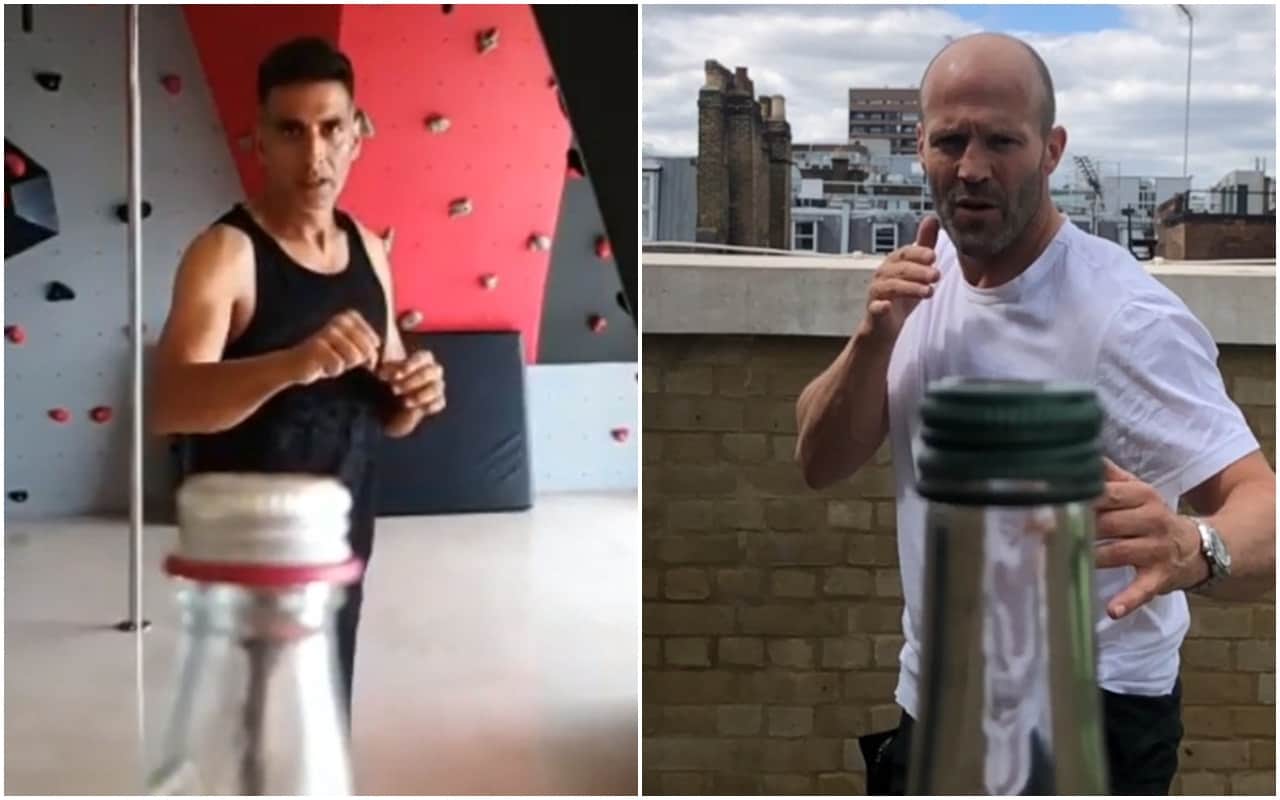 vidyut jamwal completes the bottle cap challenge with three bottles