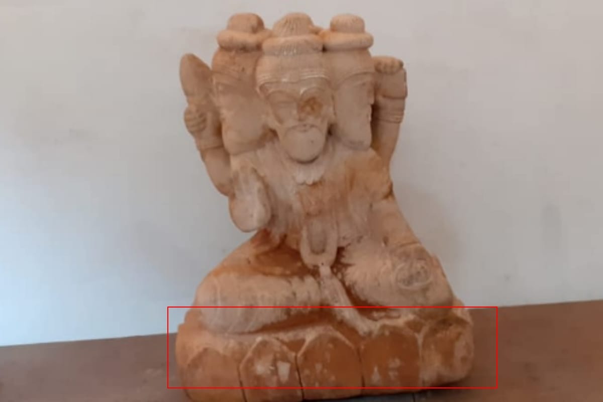 rare idol of Brahma found on ancient Pandavas tila in Hastinapur Meerut