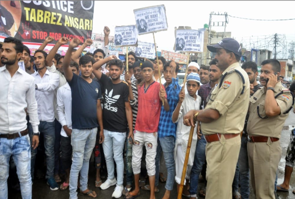 Bhim Army Protest against Tabrez murder Jharkhand mob lynching 