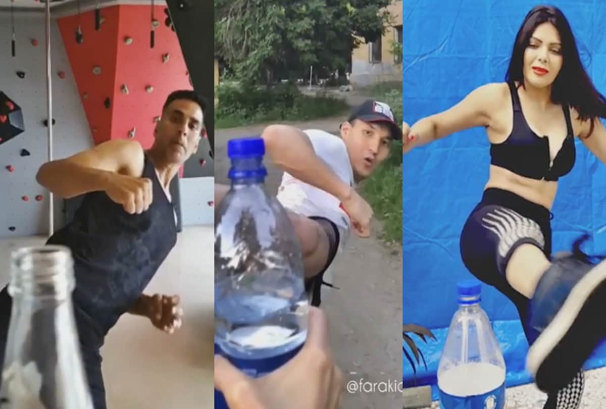 natasa stankovic Bottle Cap Challenge With hair is Viral