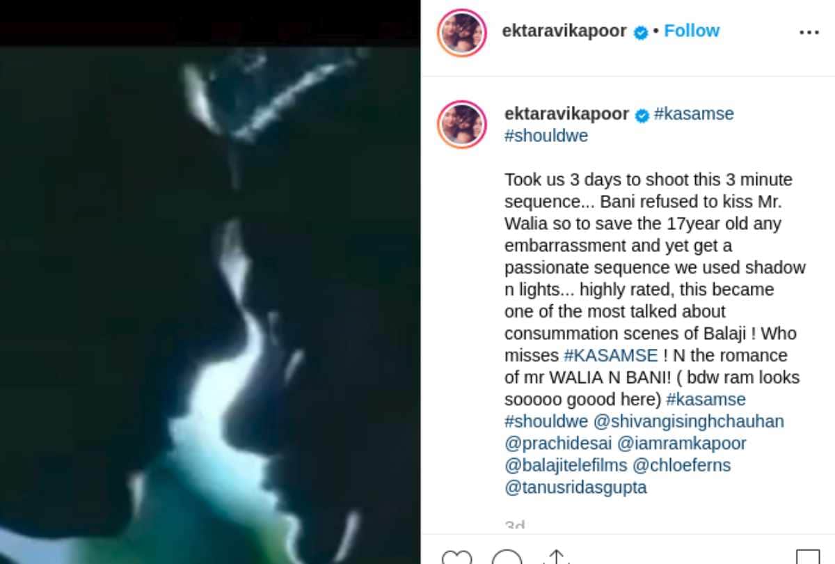 ekta kapoor share behind the story of prachi desai and ram kapoor kissing scene in kasam se