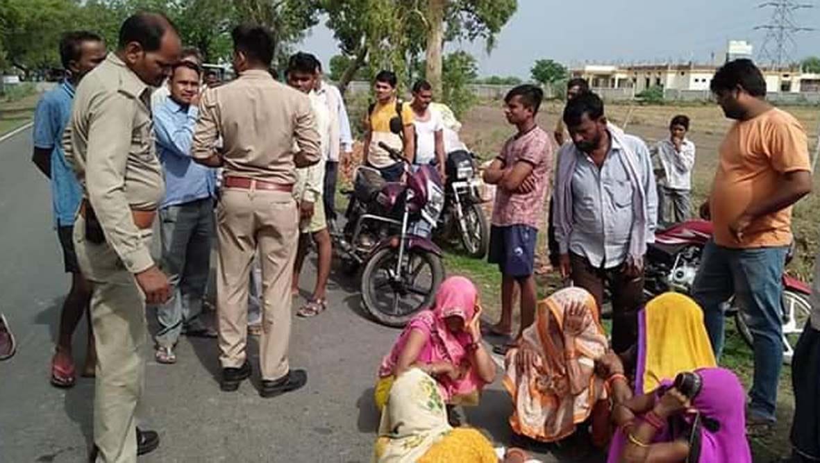 The speeding vehicle rammed the cycle rider