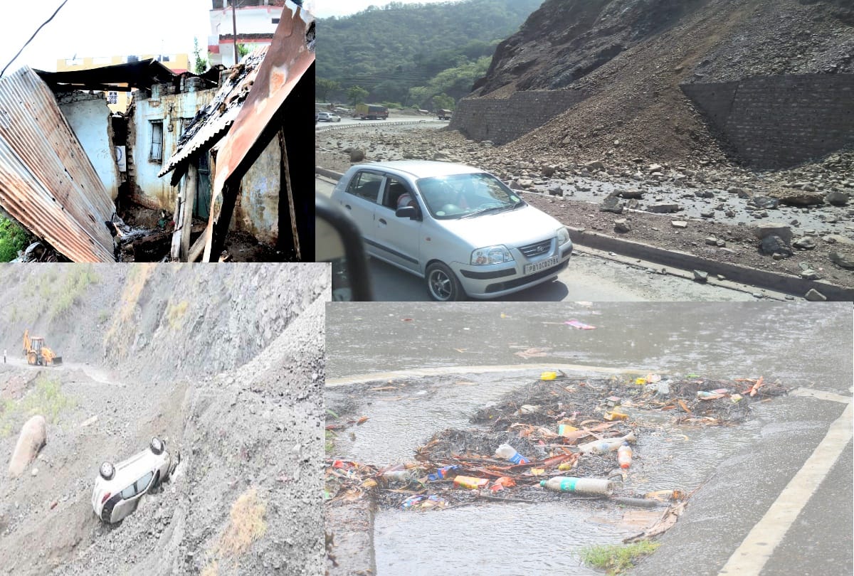 landslide and flood in many parts after first rainfall of monsoon in himachal