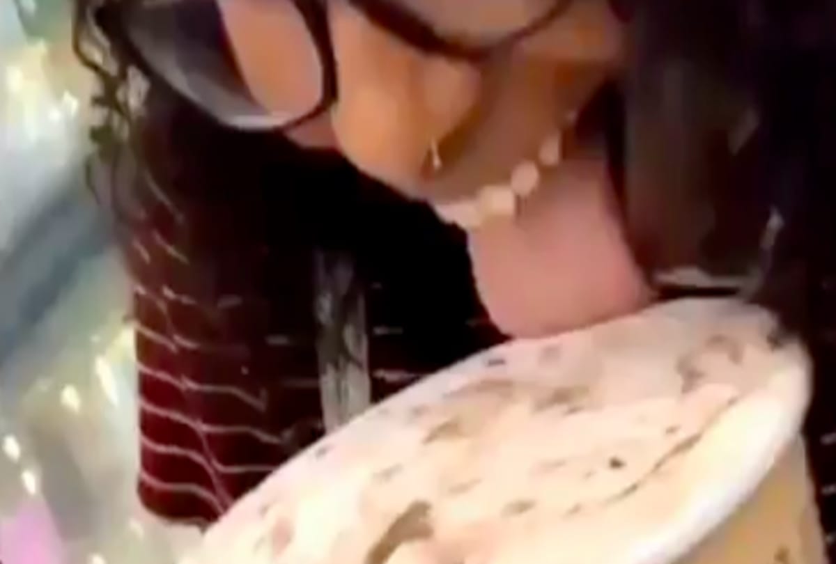 Women licking ice cream and putting it back video viral