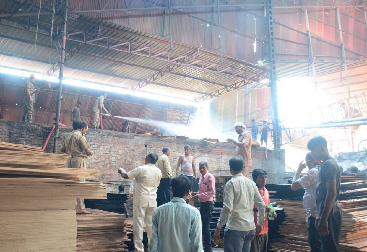 fire in plywood factory