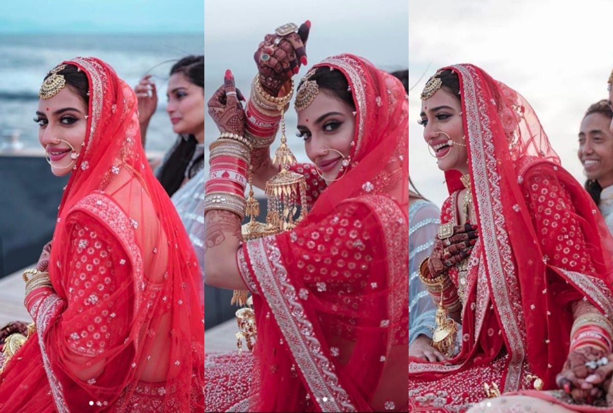 nusrat jahan nikhil jain wedding reception look and stunning style