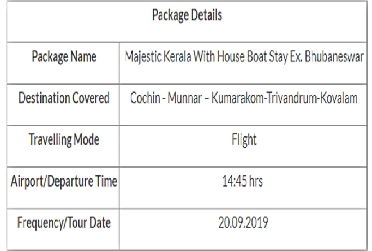irctc kerala tourism offer for 6 fays in low budget