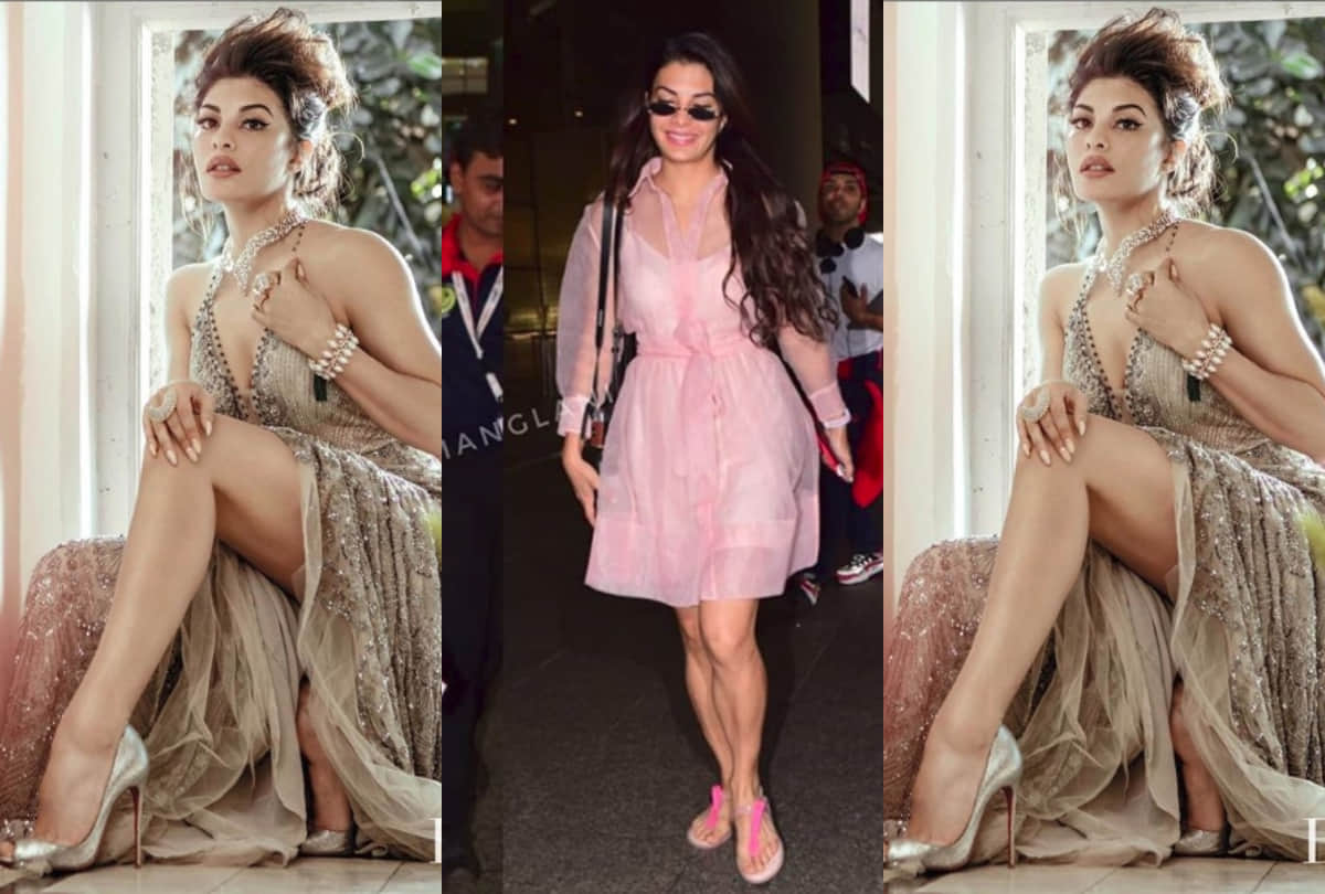 jacqueline fernandez airport look pink transparent dress stunning monsoon style