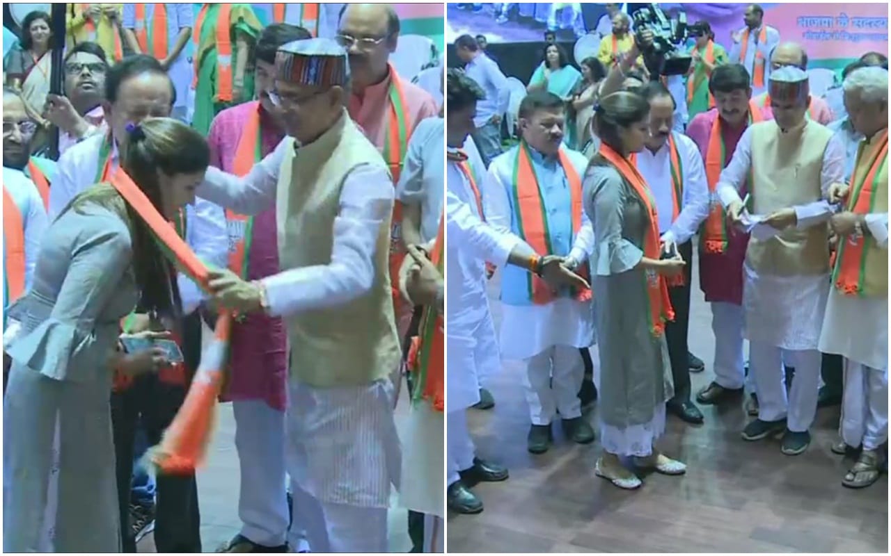 Sapna Choudhary joins BJP in the presence of senior BJP leaders at Jawahar lal Nehru Stadium