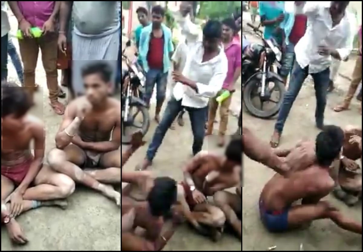 Video viral Three boys beaten nude caught stealing in jaunpur