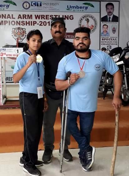 Girija Won Gold Medol in Arm Wrestling