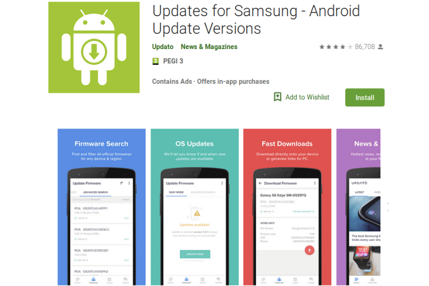 downloaded updates for Samsung app claimed firmware update for Samsung smartphones