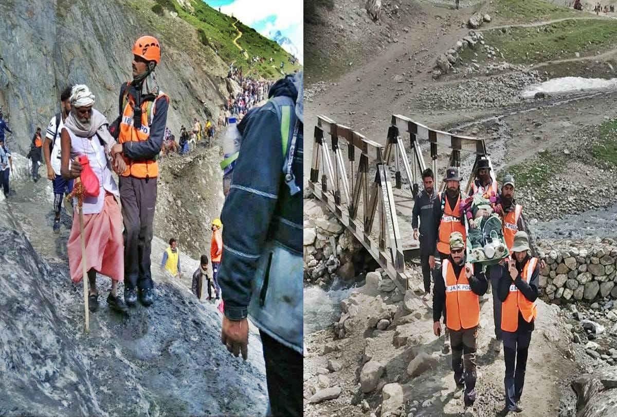 Amarnath Pilgrims stranded on highway for three hours due to Landslide on National Highway