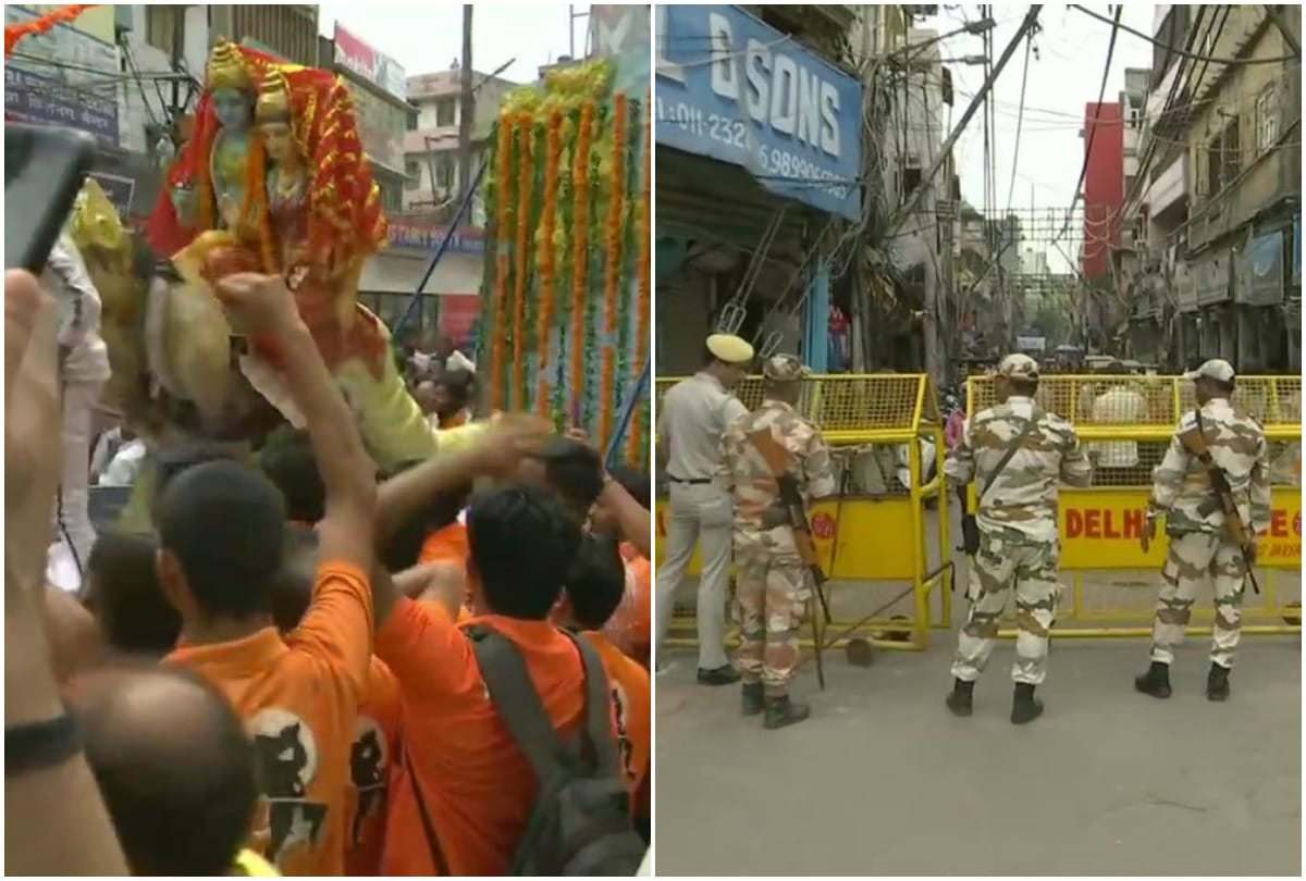 Amid tightened security Vishwa Hindu Parishad organises shobha Yatra in Hauz Qazi