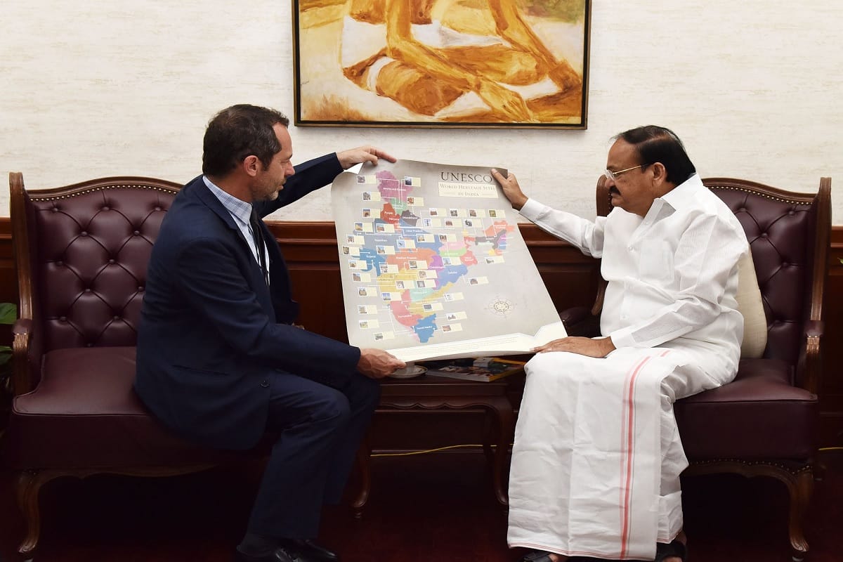 Venkaiah Naidu received UNESCO Map of World Heritage Sites of India