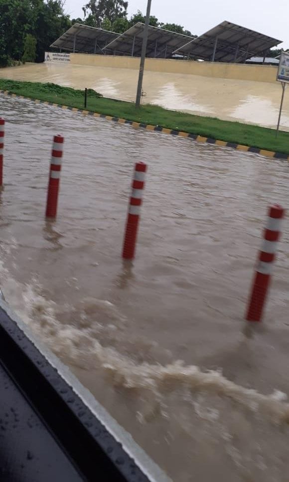 rain water overflow in airport premises
