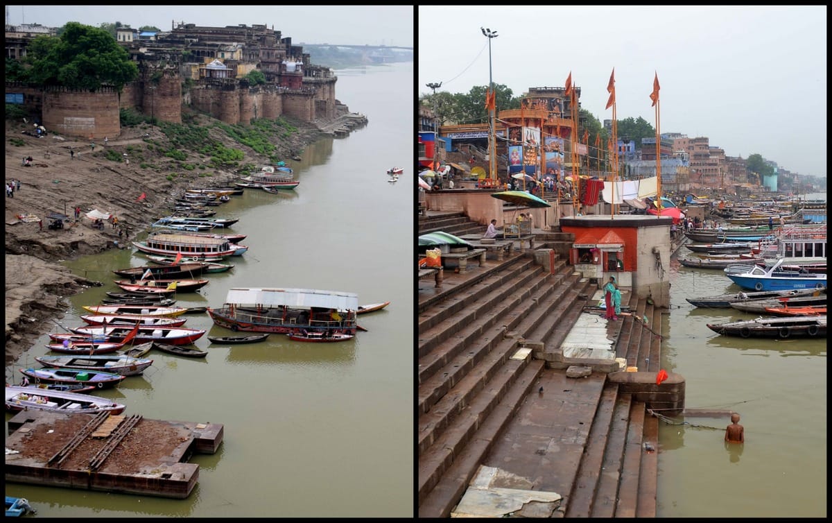 water level increase 2 cm per hour in ganga after heavy rain varanasi