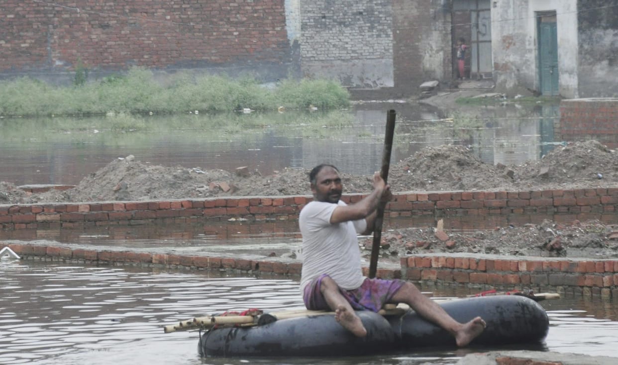 rain water logging in sambhal
