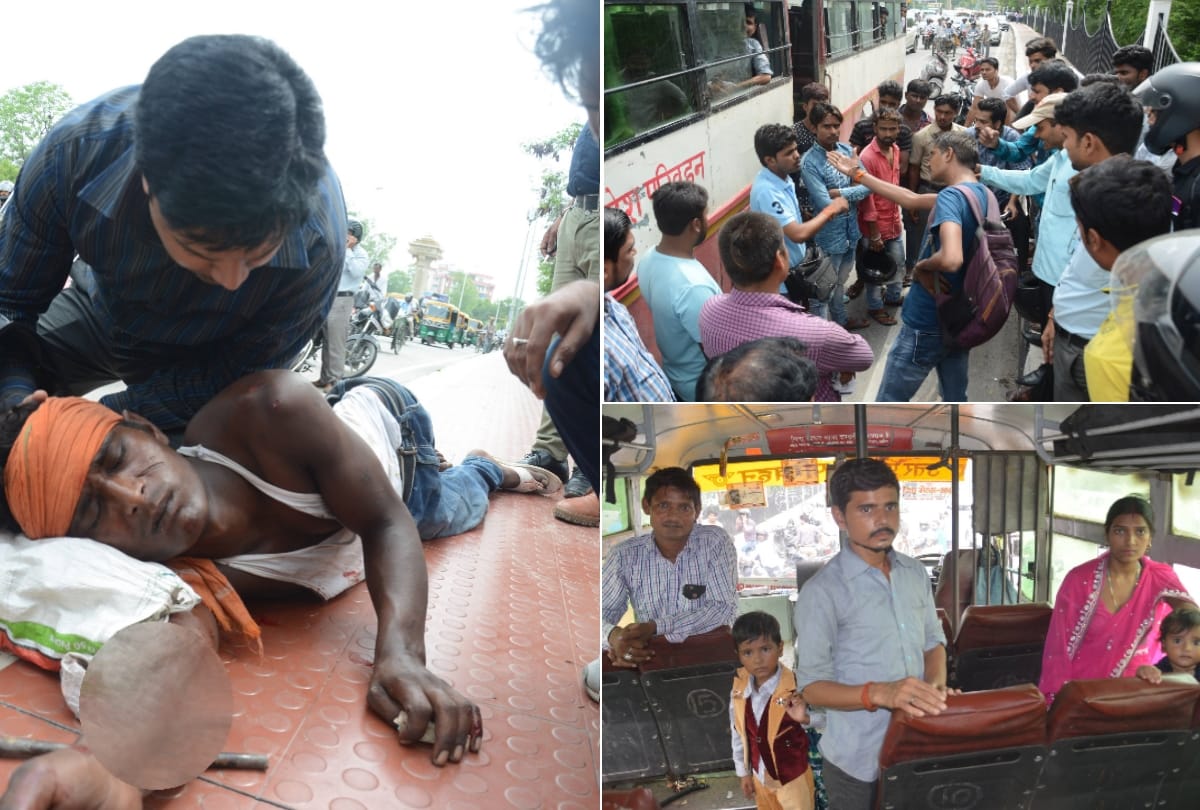 bus driver and conductor attacked on a passenger with rod in lucknow