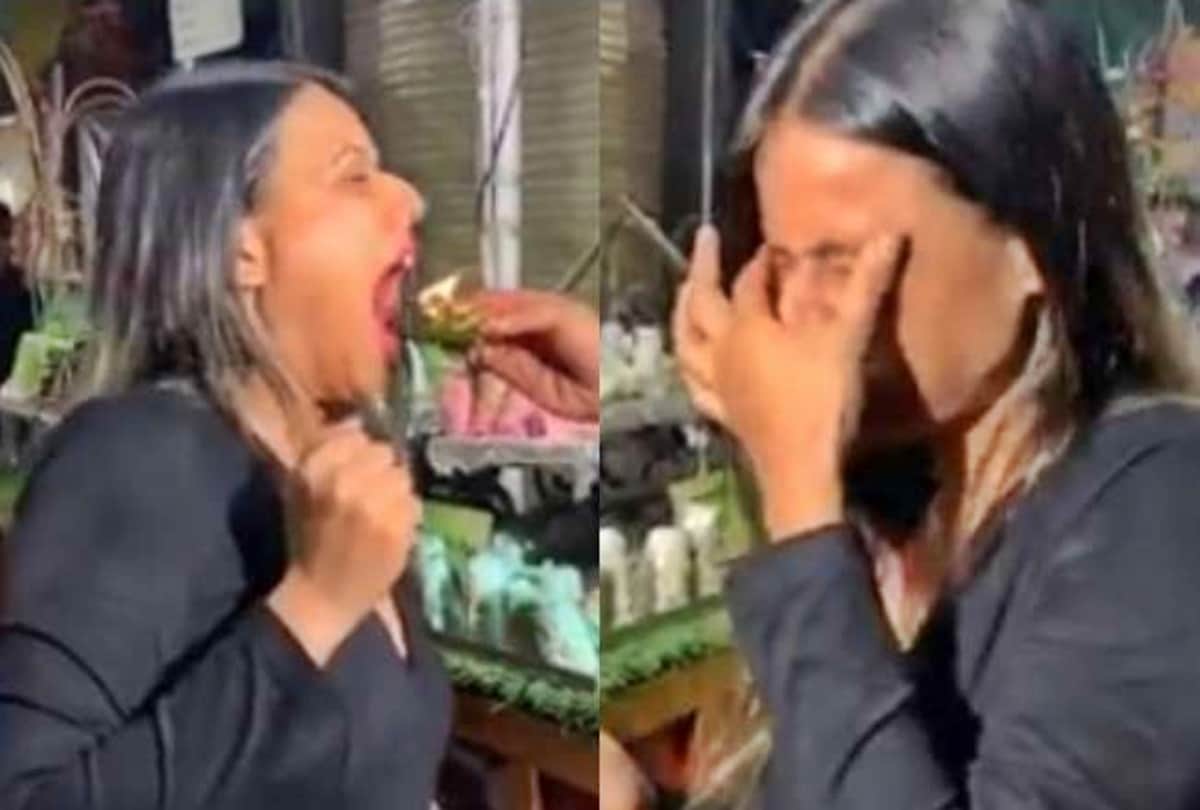 Nia Sharma ate fire pan in indore and video is going viral on social media