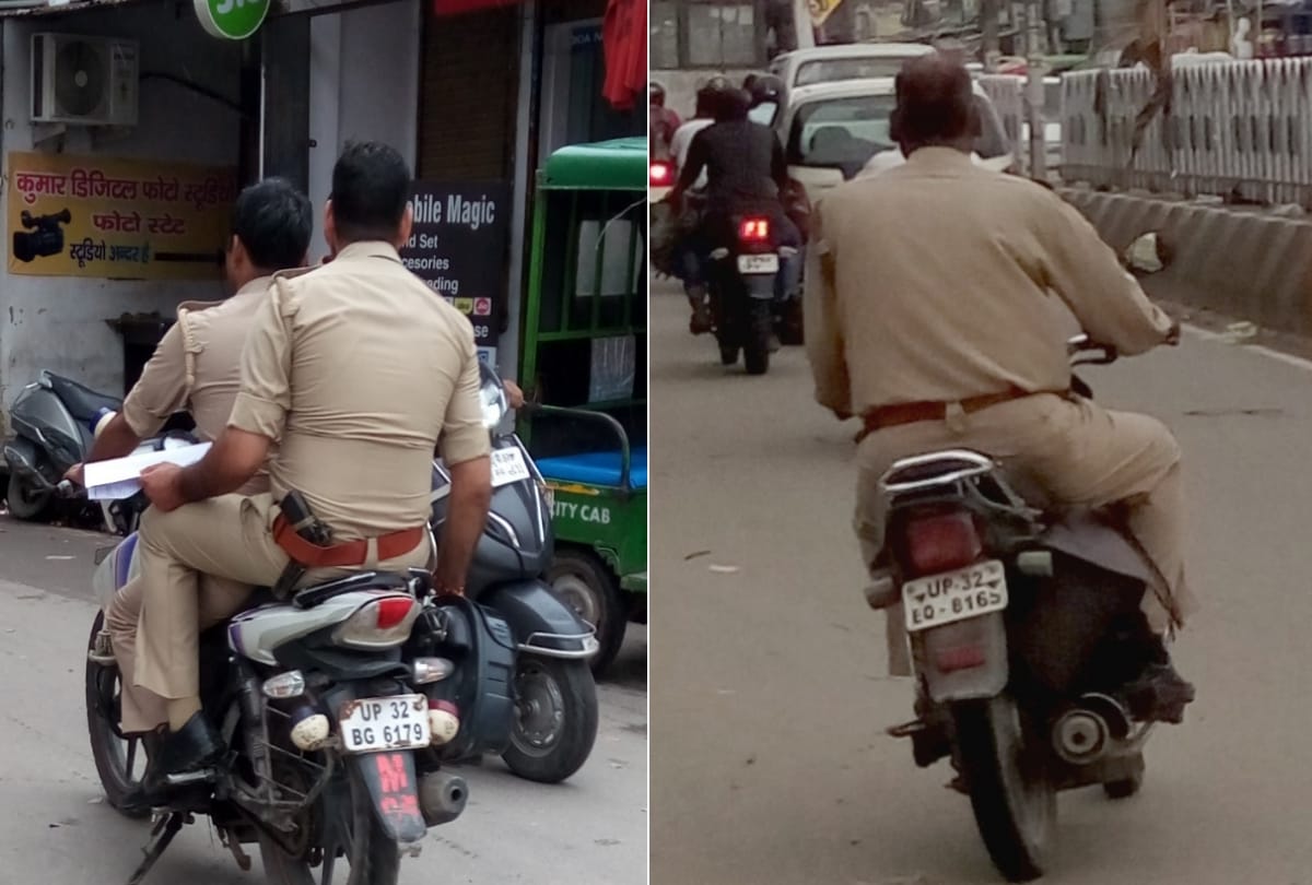policemen are not following traffic rules in lucknow