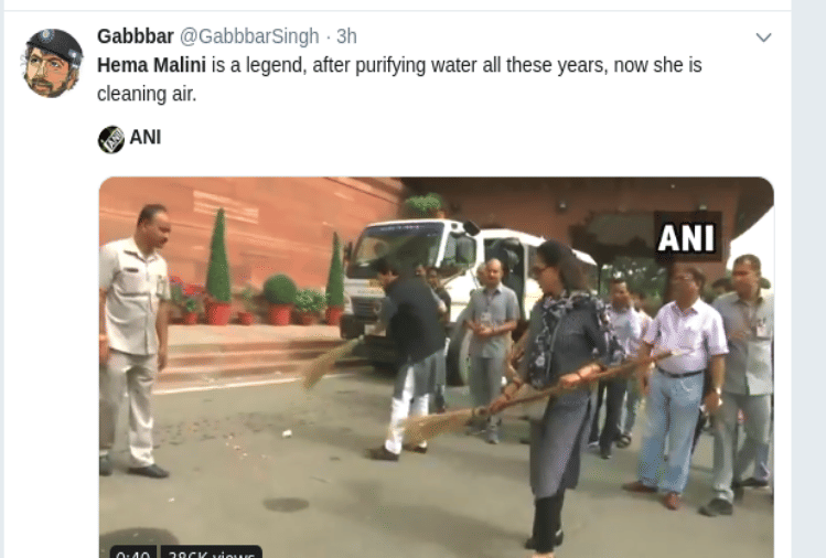 hema malini sweeping skills during swachh bharat abhiyan twitter trolled