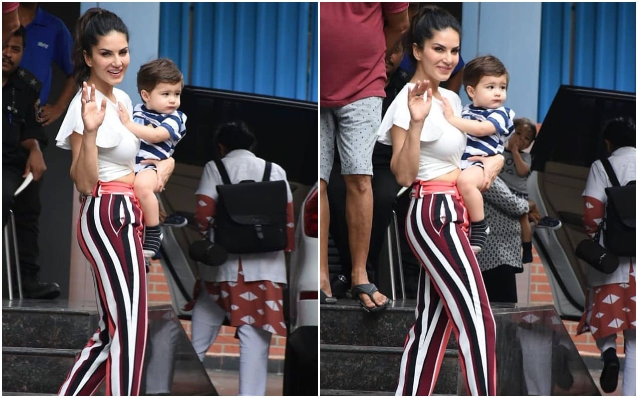 sunny leone Clicked with son users Confused is he taimur