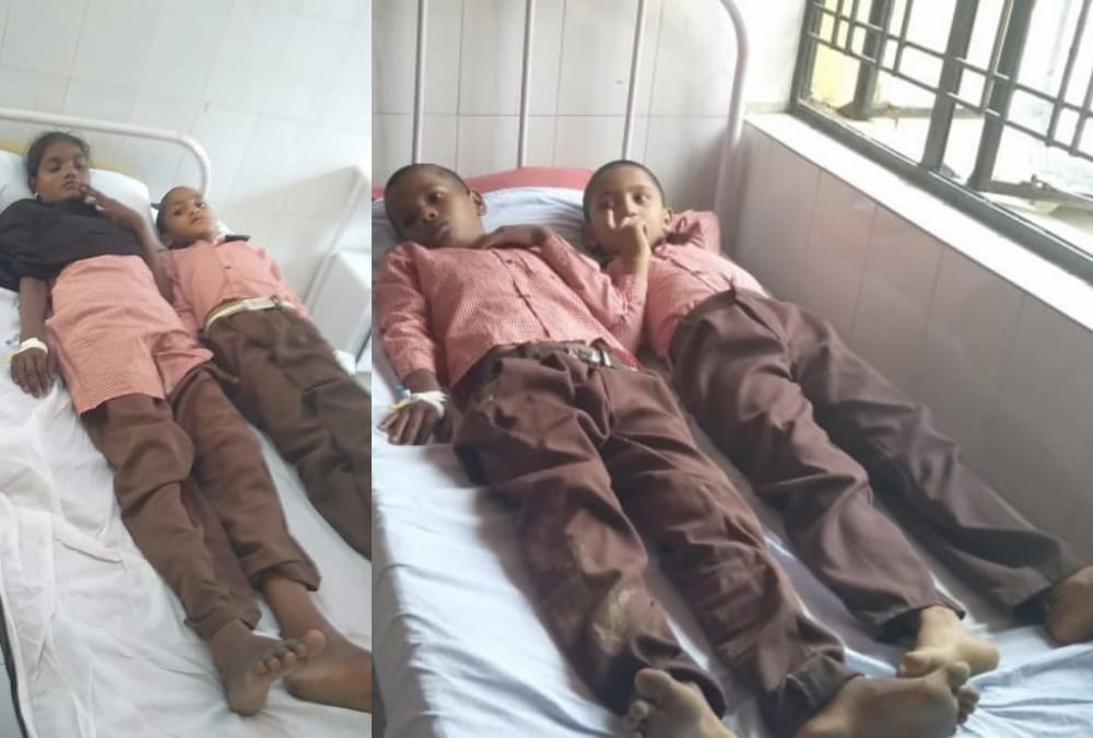 Power line wire falls down on a school building in Balrampur.
