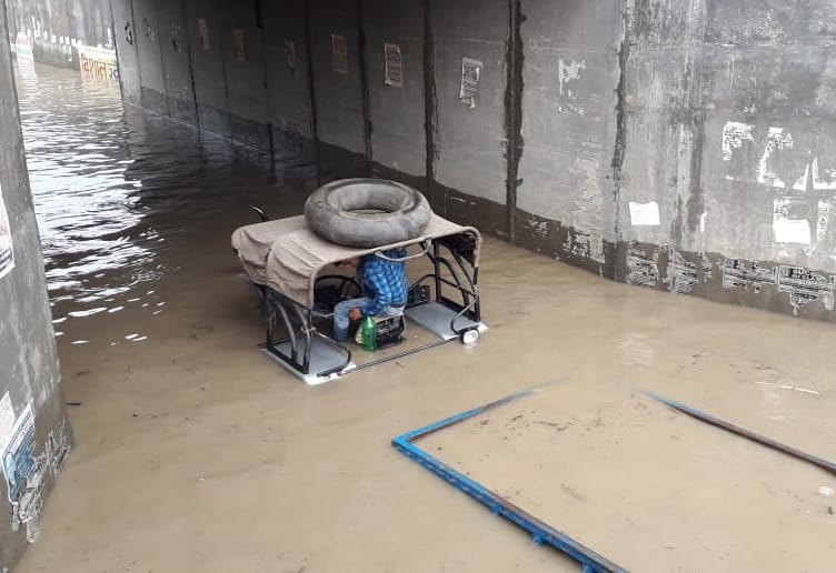 Tractor submerged in Yarpur underpass, driver rescued