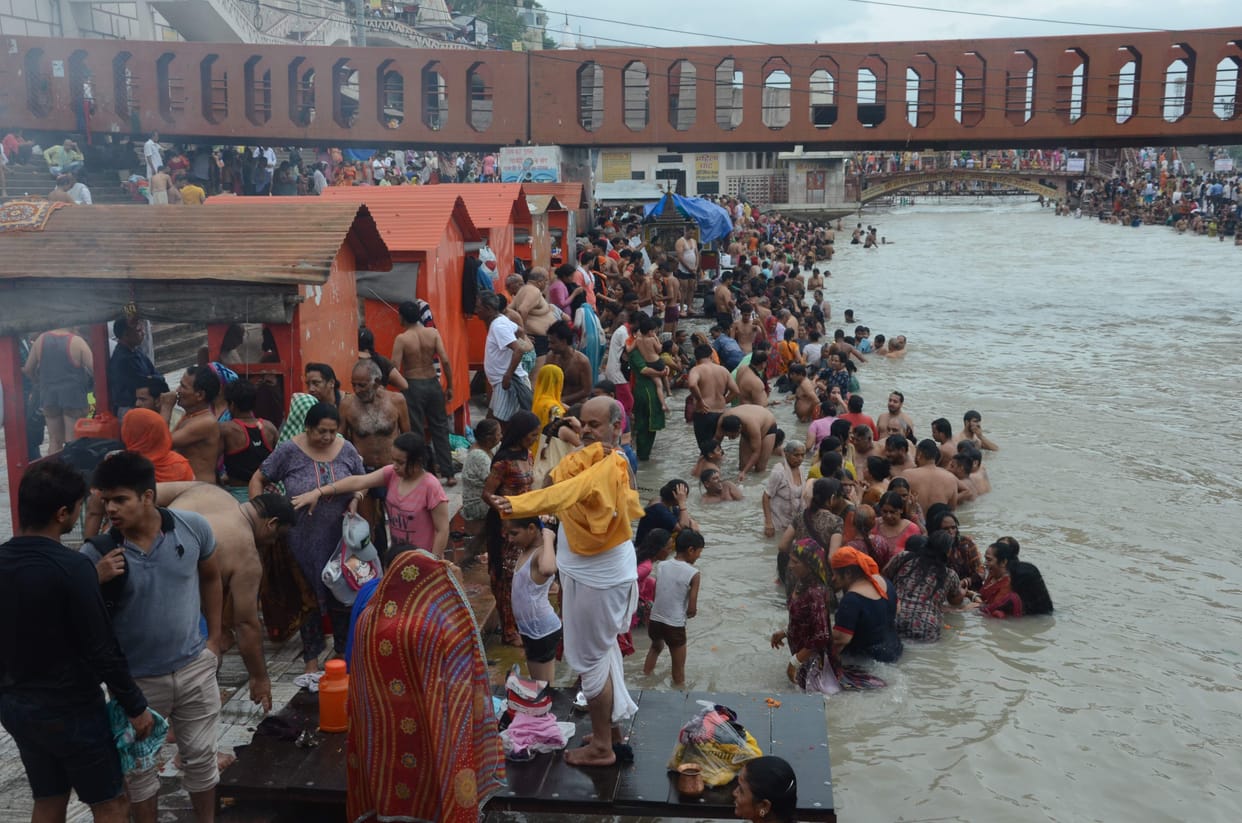 bathing in ganga river