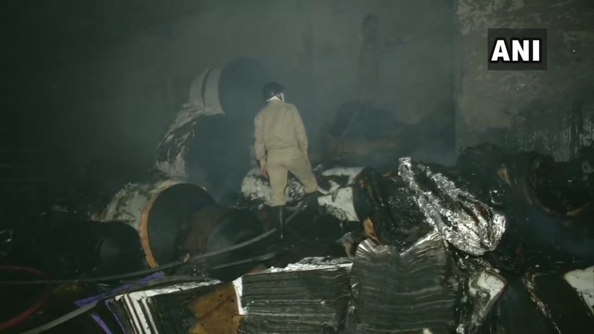 Fire broke out in a paper godown in Alipur Delhi