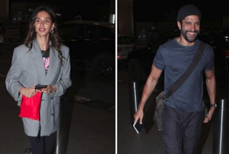 farhan akhtar with daughter and shibani dandekar leave for a vacation