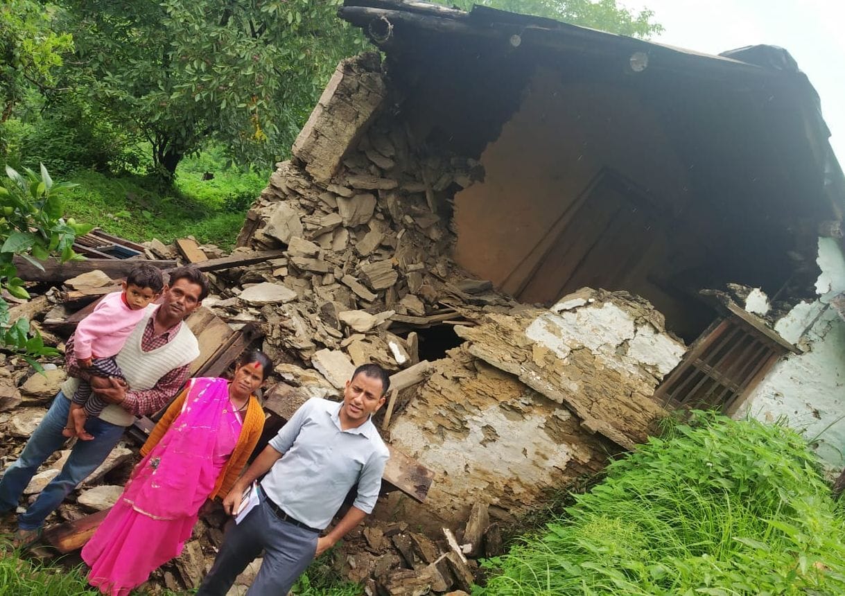 The house was damaged by rain in Saukola village