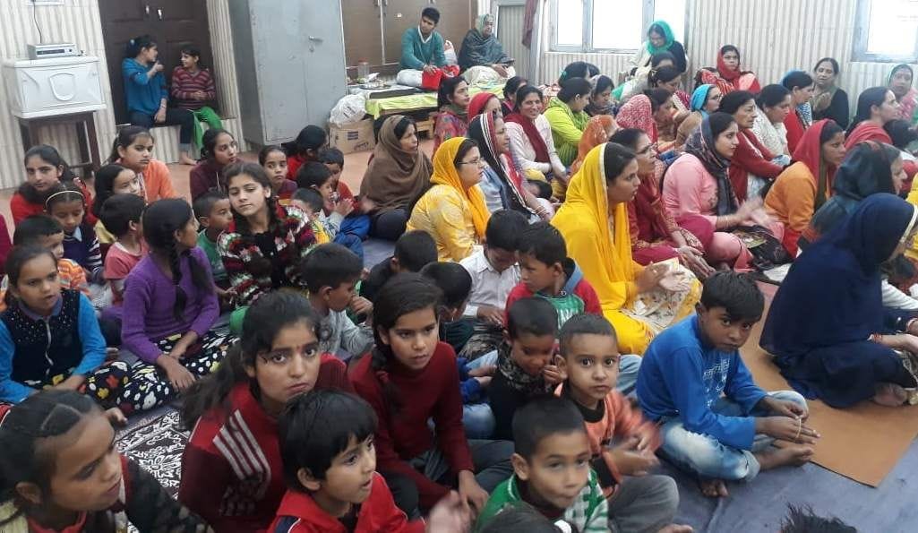 Devotees on Bhajan Kirtan of women sankirtan mandali