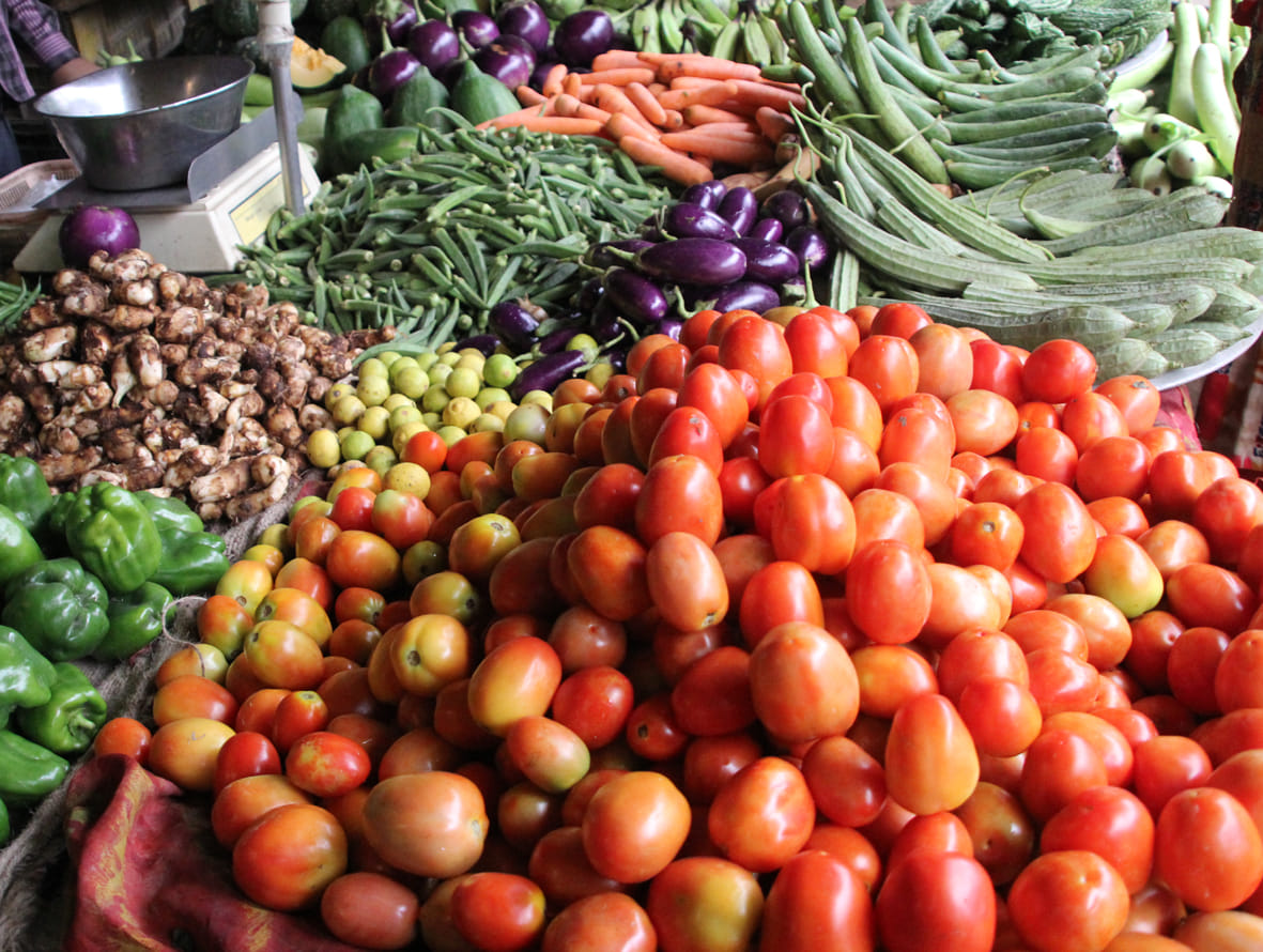 Vegetable prices on the sky with rain