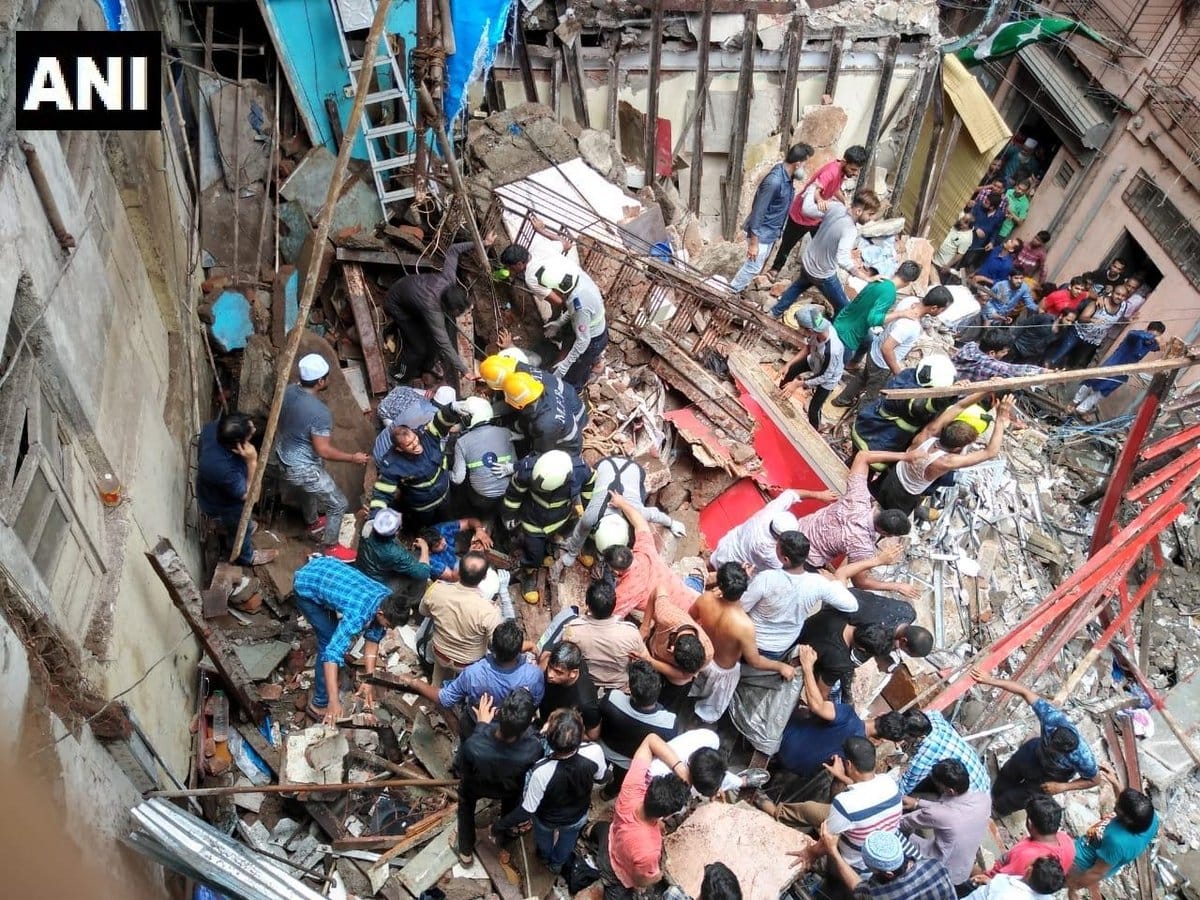 NDRF team  and fire tenders rushed to the building collapse site in Dongri
