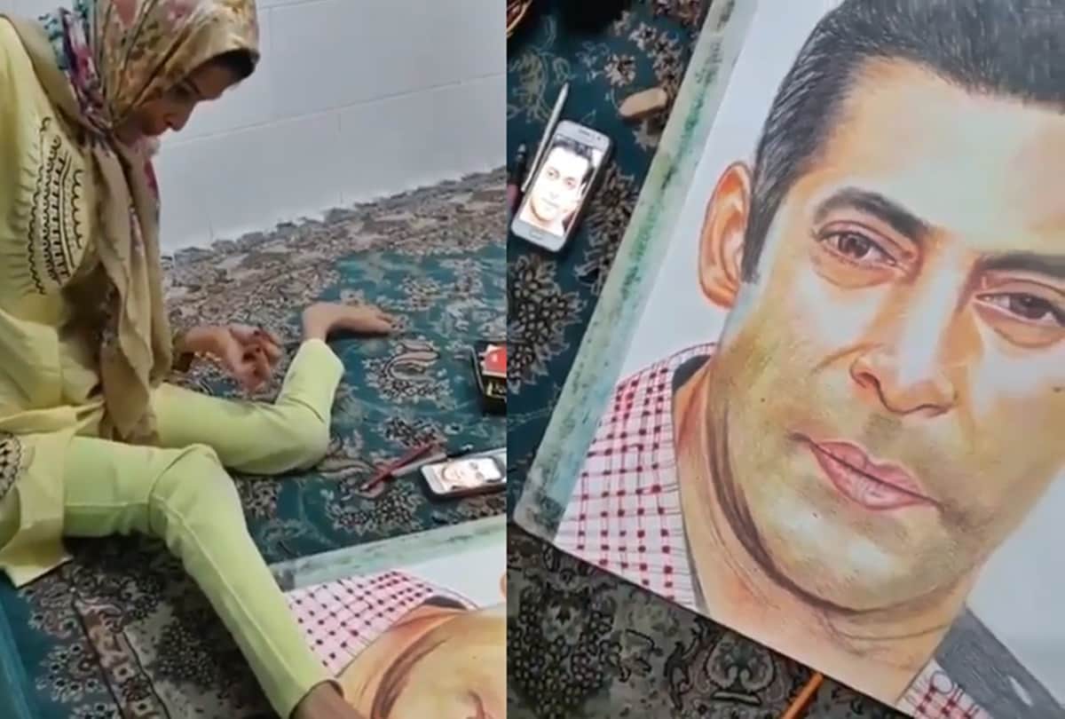 sketch made by a specially abled fan of Salman Khan went viral on the internet