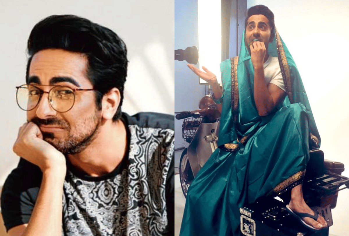 ayushmann khurrana wear a saree to challenge in saree twitter trend