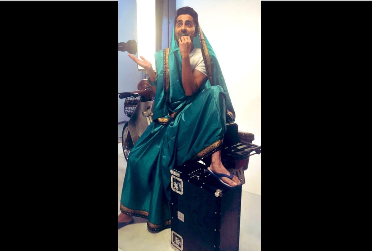 ayushmann khurrana wear a saree to challenge in saree twitter trend