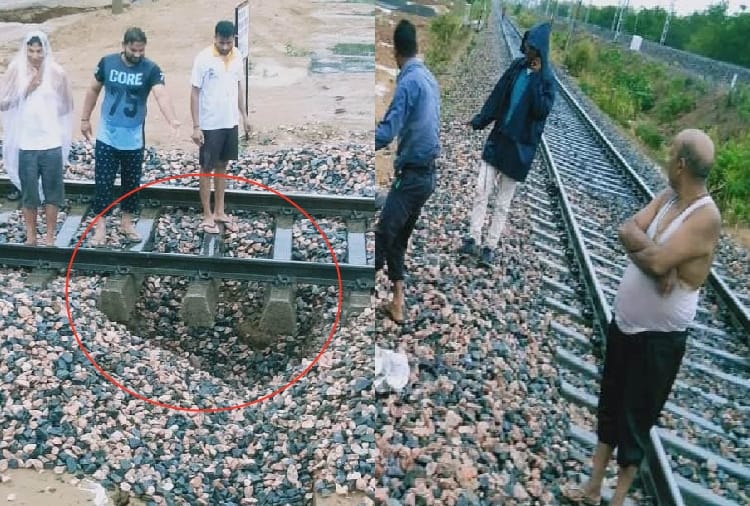 People stopped Train By Showing Red Cloth, Who Coming On Damaged Track