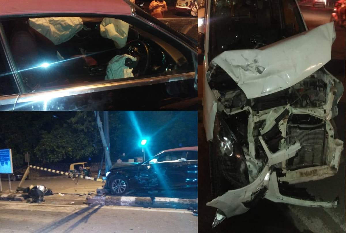delhi mercedes driven by 19 year old student hits a car 3 crpf constables injured driver arrest