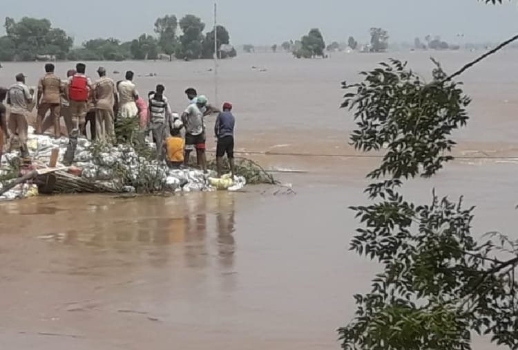Water Level Of The Ghaggar River increased Due To Heavy Rain In Punjab And Haryana