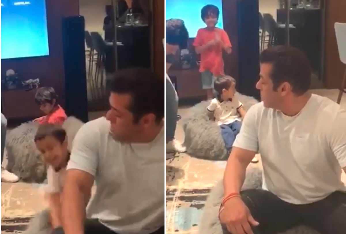 salman khan played with nephew ahil and yohan video viral