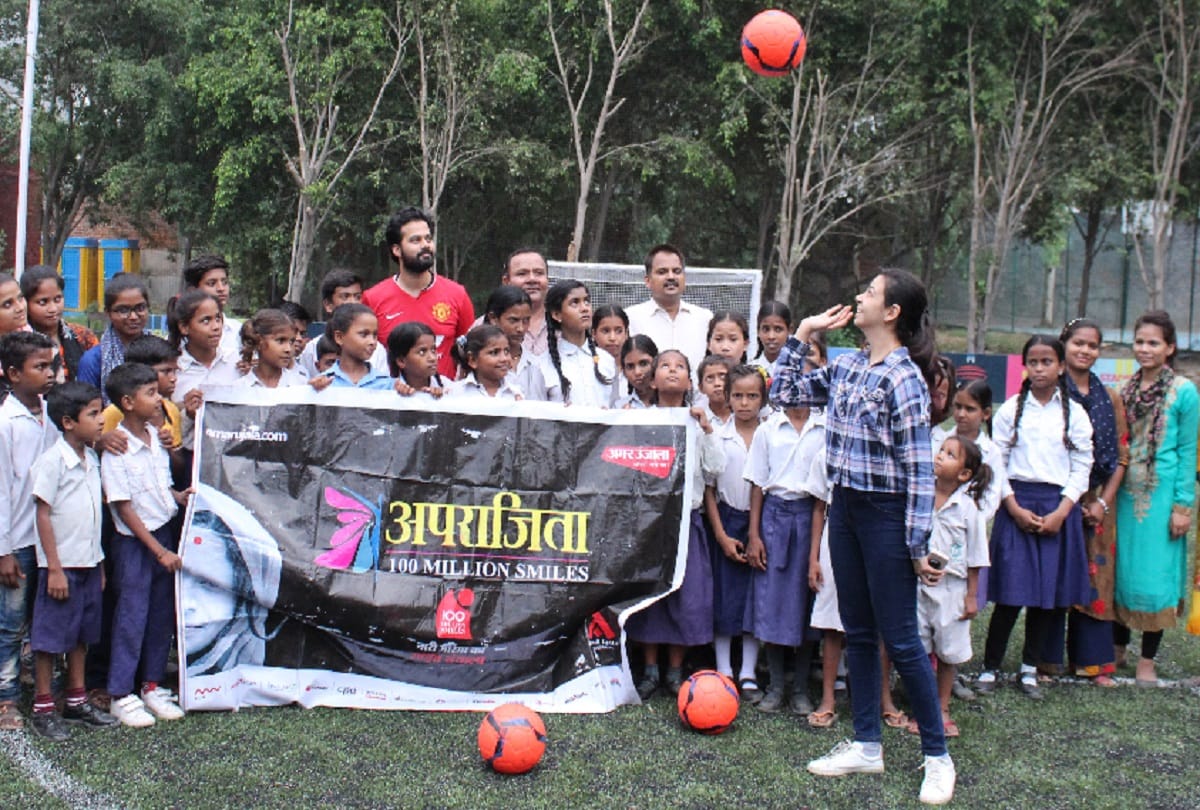 football match played under Aprajita 100 million Smiles campaign in noida
