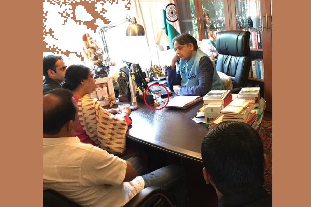 Shashi Tharoor table showing inverted tricolor, People on social media questioned congress leader