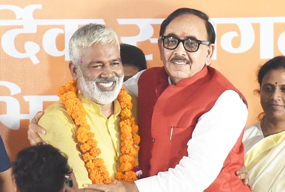 BJP state president swtantra dev singh speech in BJP office.