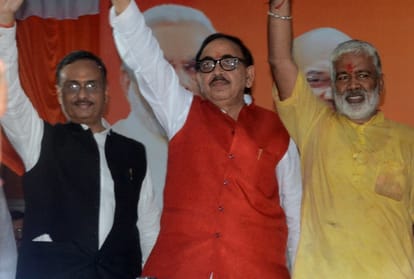 BJP state president swtantra dev singh speech in BJP office.