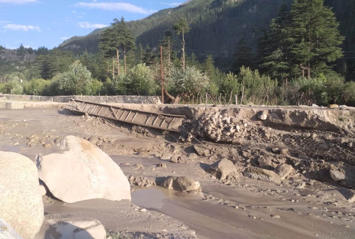 apple Gardens and bridge ruined in flood in kinnaur himachal